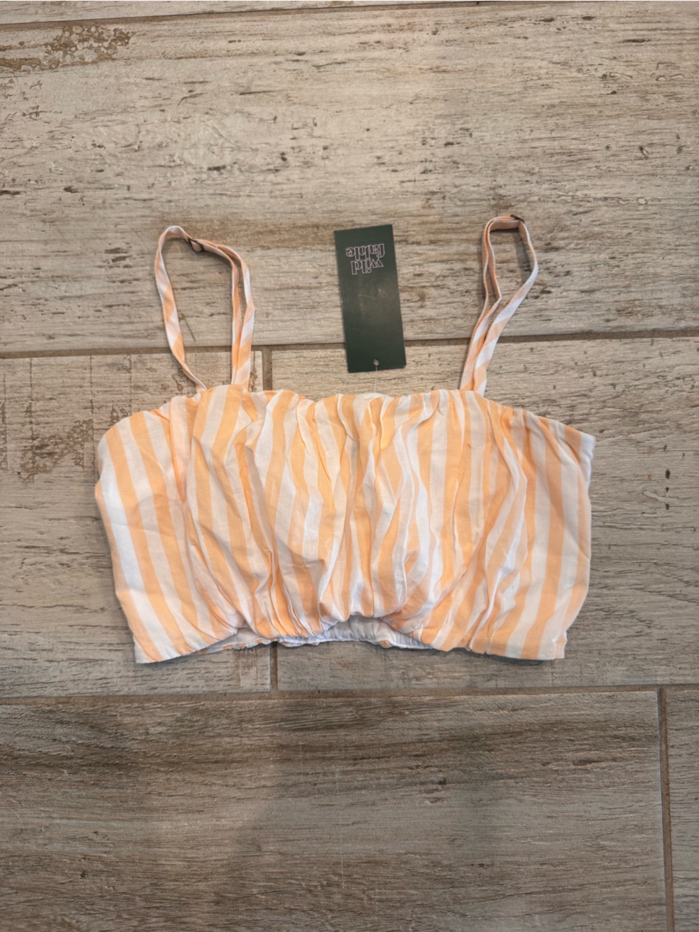 Striped Peach and White Cropped Tank Top